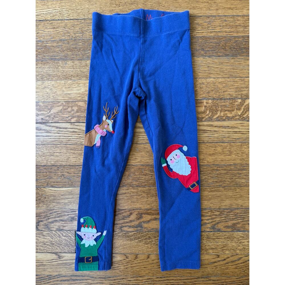 Mini Boden Girls' Santa Applique Christmas Leggings Size 5-6